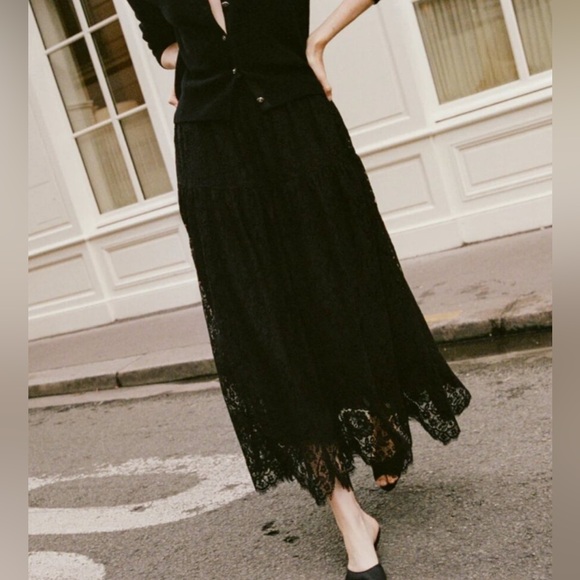 Doen Dresses & Skirts - Doen Sebastiane Black Lace A-line Skirt, Size M
